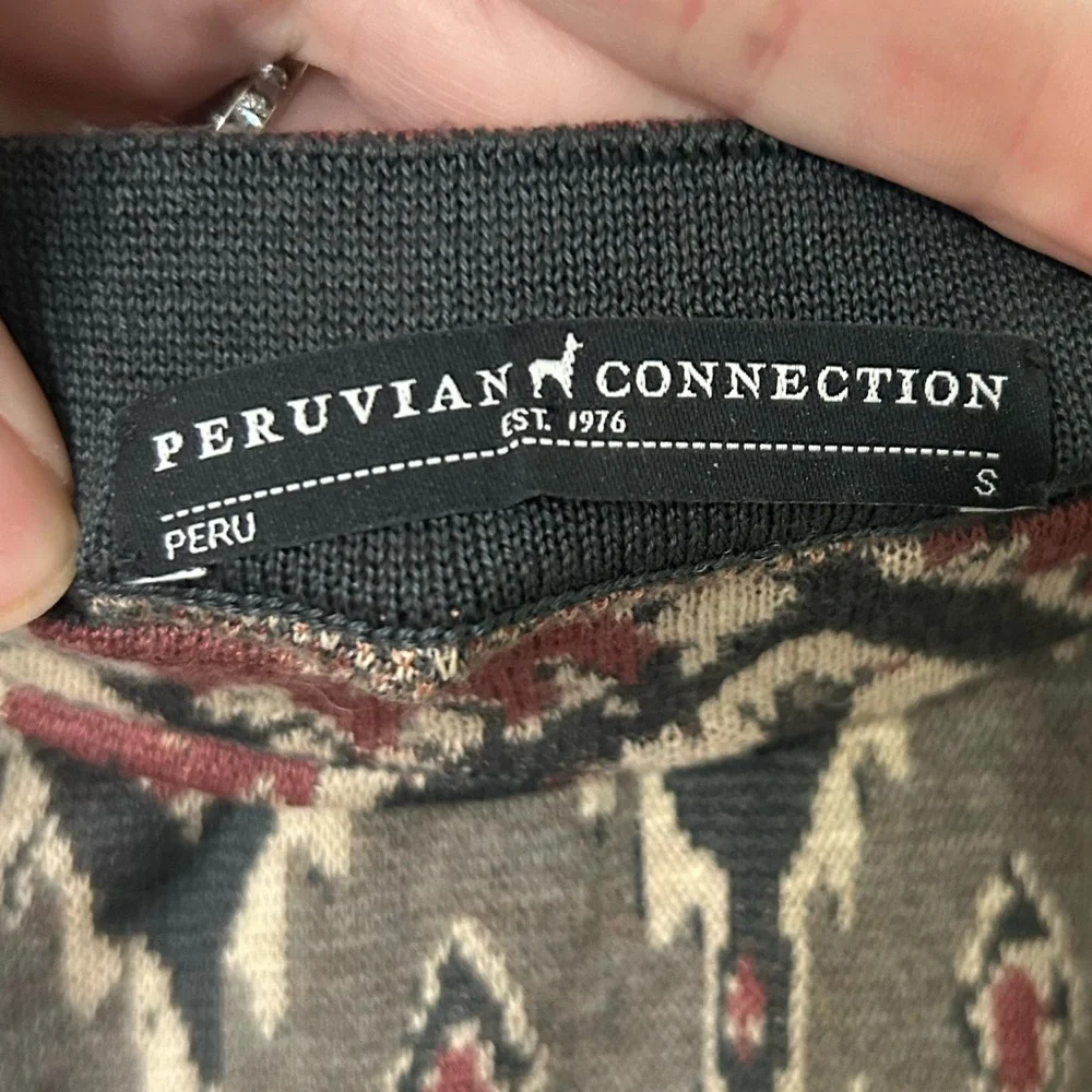 Peruvian Connection Pima Cotton Knit Skirt geometric ikat pattern Size Small - Picture 7 of 13